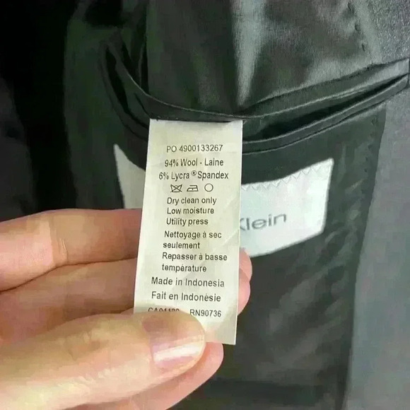 Calvin Klein Suit Jacket| Slim Fit | Charcoal Color | 38 Regular - Picture 9 of 9